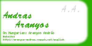 andras aranyos business card